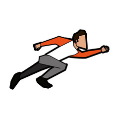 young man in super hero pose icon image vector illustration design 