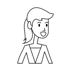 pretty happy woman portrait icon image vector illustration design  single black line