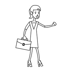 happy business woman icon image vector illustration design  single black line