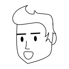 head of man young man icon image vector illustration design  single black line