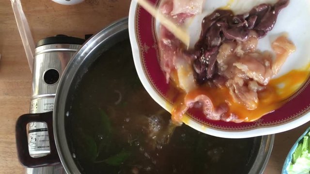 Homemade Cooking Hot Pot Of Sukiyaki, stock video