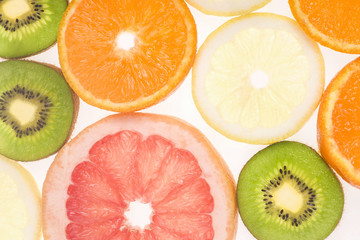 Sliced fruits background