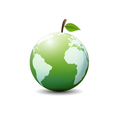 Green World fruit symbol, Green world ecology friendly and sustainable concept