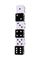 3d illustration of black and white dices isolated 