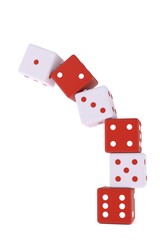 Falling column of dice. Metaphor of a random event