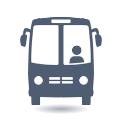 Bus icon. Schoolbus symbol. International tourist traffic. Comfortable vehicles.