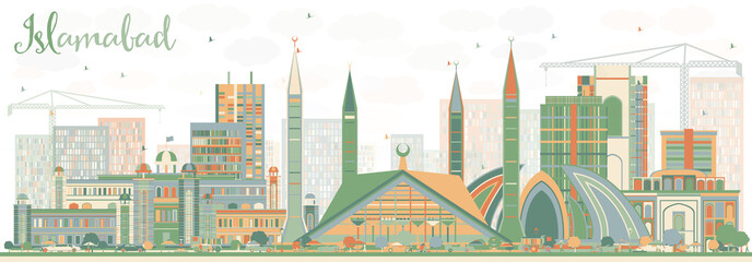 Fototapeta premium Abstract Islamabad Skyline with Color Buildings.