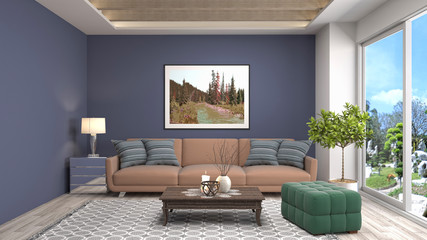 Obraz na płótnie Canvas Interior living room. 3d illustration