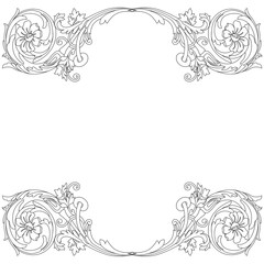 Vintage border frame engraving with retro ornament pattern in antique baroque style decorative design. Vector