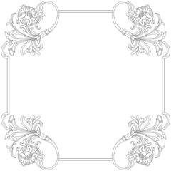 Vintage border frame engraving with retro ornament pattern in antique baroque style decorative design. Vector