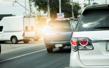 Car stop on the road by traffic jam or to travel.