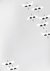 冬　鶴の群れ　和風