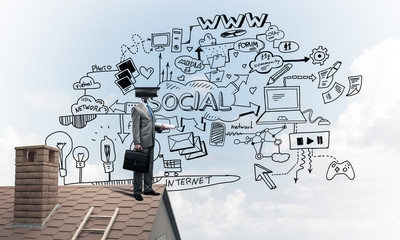 Concept of home security and privacy protection with camera head