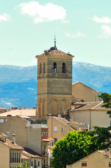 Fototapeta na wymiar Tower of the Church of El Salvador in Segovia