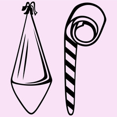 Party hat noisemaker vector silhouette isolated © Olha Turchenko