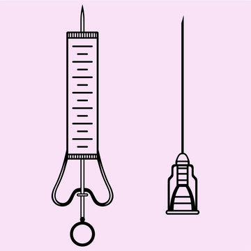 syringe and needle vector silhouette isolated