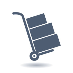 Truck with boxes icon.  Hand truck sign symbol.