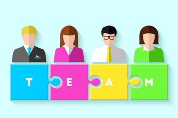 Fototapeta premium Business team concept with group of people and puzzle