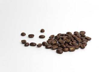 The coffee beans isolate on white background