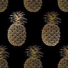 Stickers pour porte Ananas Modèle sans couture avec des ananas.