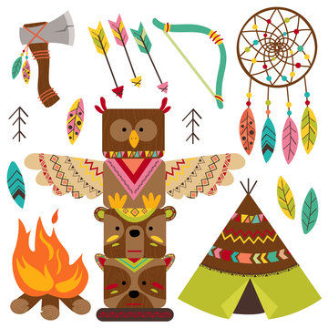 set of isolated tribal elements - vector illustration, eps