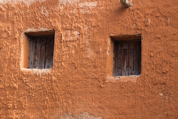 Clay adobe building in the Golden Horde reconstructed capital