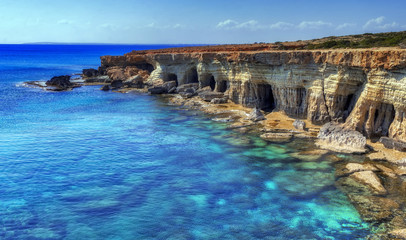 A view of a sea shore in Kavo Greko nenar Aiya Napa, Cyprus. Travel and vacation concept