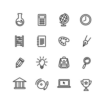 School and education. Line icon set.