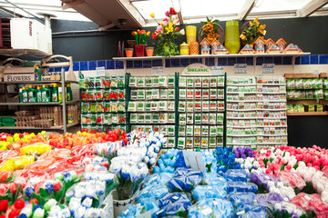 Flower market in Amsterdam city, Netherlands