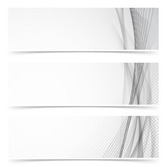 Grey abstract lines and swoosh modern flyer set