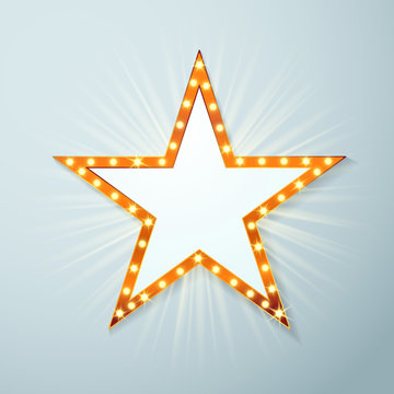 Bright light bulb cinema star symbol layout