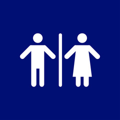 WC sign icon.  Male and Female toilet. Flat design.