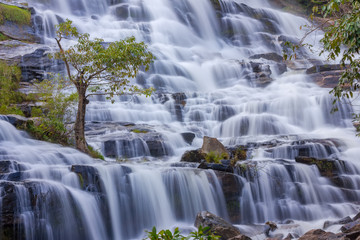 Mae Ya Waterfall in Rain Forest at Doi Inthanon National Park in Chiang Mai ,Thailand
