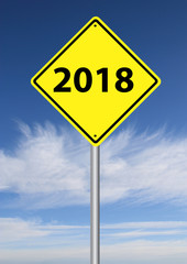 2018 road sign with sky