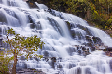 Mae Ya Waterfall in Rain Forest at Doi Inthanon National Park in Chiang Mai ,Thailand
