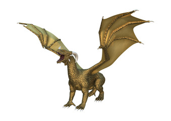 3D Rendering Fantasy Dragon on White