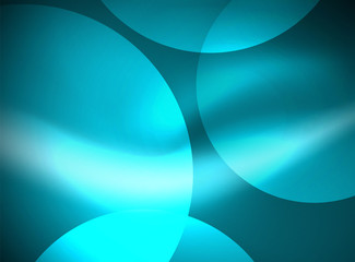 Shiny glowing glass circles, modern futuristic background template