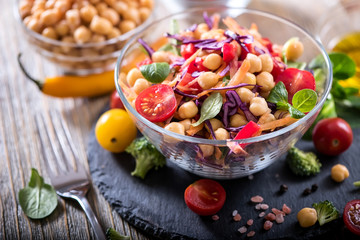 Healthy homemade chickpea and veggies salad, diet, vegetarian, vegan food - 151737593