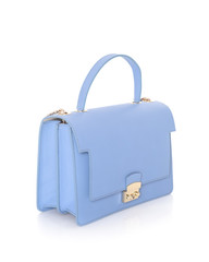 bag purse handbag blue leather eco isolated colorful summer women's accesory golden detail