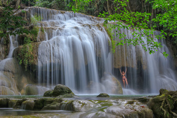 Erawan waterfall in deep forest at Kanchanaburi Province, Thailand

