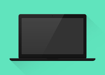 Laptop schwarz Icon Flat Design Vektor Grafik