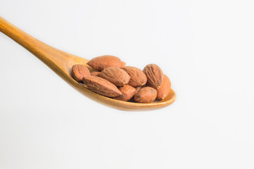 almond nut on wood table image