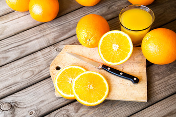 Fototapeta na wymiar Orange juice with orange slices