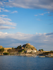 Fototapeta na wymiar Hellenic temple and old castle at Corfu island
