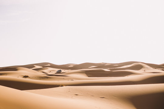 Off-road traveling in the desert of Morocco
