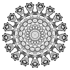 Black and white mandala. Round element for coloring a book