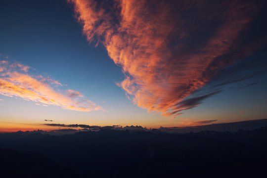 Sonnenaufgang Berge, Alpen, Schweiz, Panorama, Gebirge