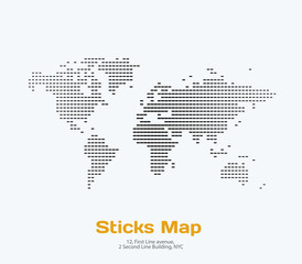 Fototapeta premium Vector world map with sticks, lines for business templates, broc