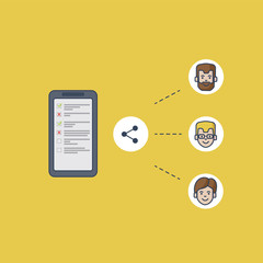 Video app on smartphone, sharing to users  - illustration, vector
