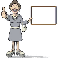 Woman with a signboard